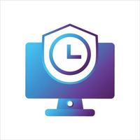 computer with security shield icon. safe computing icon vector