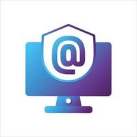 computer with security shield icon. safe computing icon vector