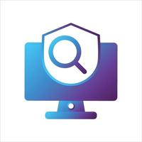 computer with security shield icon. safe computing icon vector