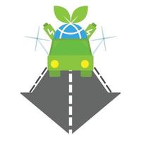 electric car on the road illustration. vector