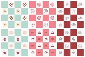Collection of colorful fancy sweet dessert seamless pattern vector
