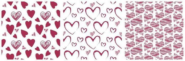 Collection of red hearts pattern transparent on a white background