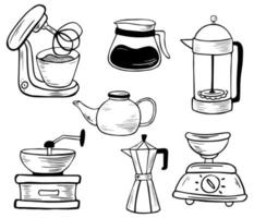 Set of Kitchen electronic tools. Line art. vector