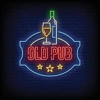 Old Pub Neon Signs Style Text Vector