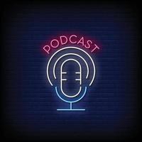 Podcast Neon Signs Style Text Vector