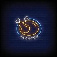 The Chicken Neon Signs Style Text Vector