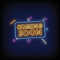 Coming Soon Neon Signs Style Text Vector