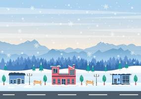 Christmas Winter Houses Background Vector