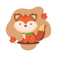 dibujos animados kawaii de un pequeño zorro temporada de otoño vector