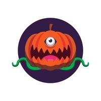 Sticker of a scary pumpikn halloween vector