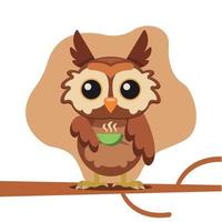 Kawaii cartoon of an owl Autumn season vector