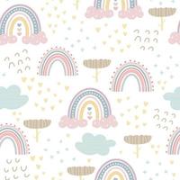 Cute rainbow seamless patterns. Creative childish print vector