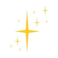 Gold starry twinkles and sparkles. Bright flash icon vector