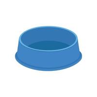 Empty dog or cat food bowl. Blue pet plastic plate for kibble or water