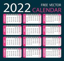 calendario 2022 vector magenta