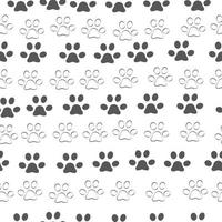 Cat paw seamless pattern, outline sketch print vector