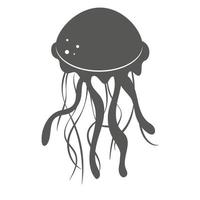 Jellyfish black silhouette isolated on white vector