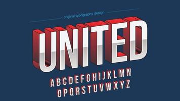 chrome and red perspective uppercase typography vector