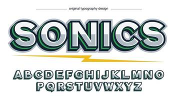 green and metallic uppercase metallic typography vector