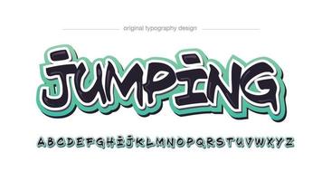 bold black green outline brush graffiti typography vector