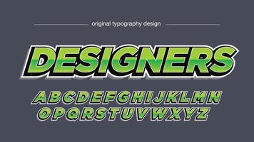 tipografía deportiva verde cursiva metálica vector