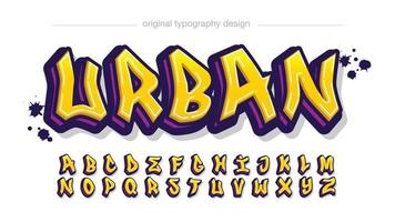 yellow and purple modern graffiti typography vector