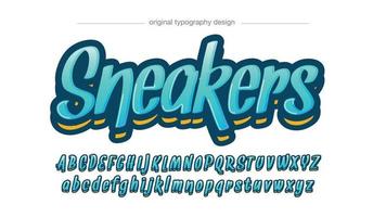 blue modern graffiti script typography vector