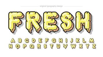 yellow dripping uppercase cartoon typography vector