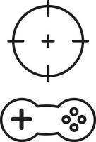 Game Crosshair Target and Game Pad Line Icons vector