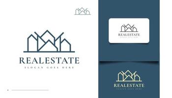 Diseño de logotipo inmobiliario moderno y minimalista con estilo de línea. vector