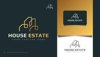 Abstract Gold Real Estate Logo Design with Linear Concept vector