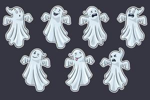 conjunto de pegatinas de fantasmas de dibujos animados vector