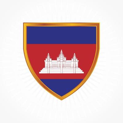 Cambodia flag vector with shield frame