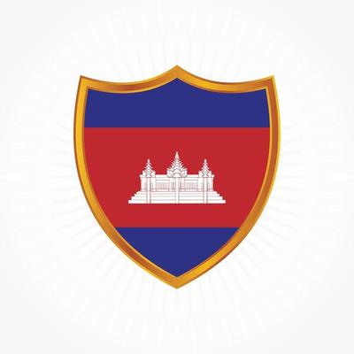 Cambodia flag vector with shield frame