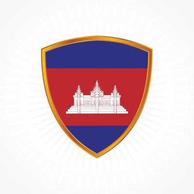 Cambodia flag vector with shield frame