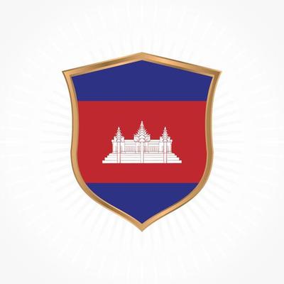 Cambodia flag vector with shield frame