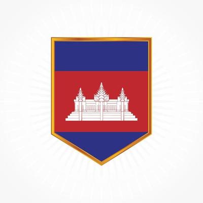 Cambodia flag vector with shield frame