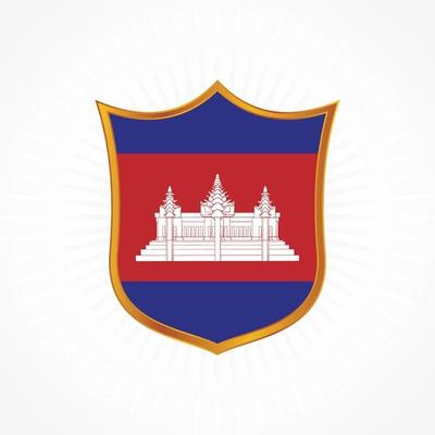 Cambodia flag vector with shield frame