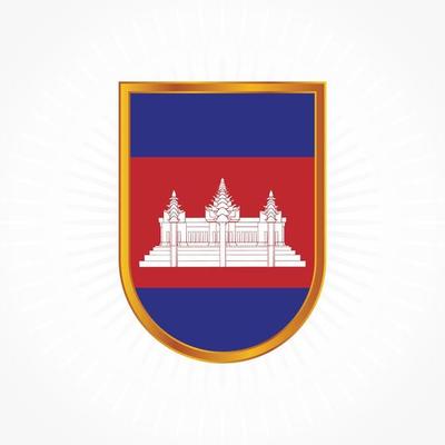 Cambodia flag vector with shield frame