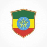 vector de bandera de etiopía con marco de escudo