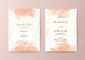 Beautiful watercolor wedding card template vector