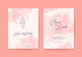 Romantic and sweet wedding invitation with watercolor background vector