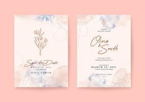Beautiful and romantic watercolor wedding invitation vector