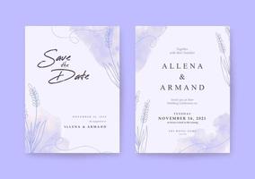 Romantic wedding invitation with Beautiful purple lavender vector
