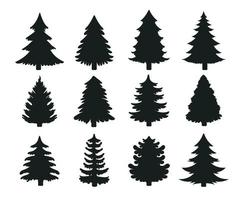 Christmas Tree Silhouette Vector For decorating with gifts and stars