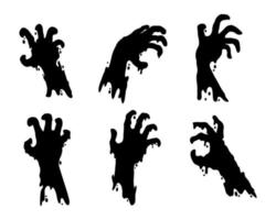 Zombie ghost hand silhouette on halloween night vector