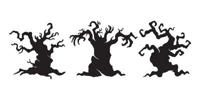 árbol embrujado aterrador. vector de silueta de árbol fantasma de halloween.