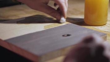 Applying Oil to Wooden Oak Board video