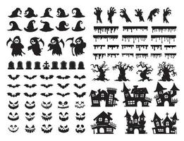 elementos de silueta de halloween para la decoración de la tarjeta de halloween vector