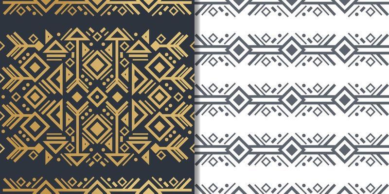 Navajo elements set with seamless patterns and abstract aztec elements